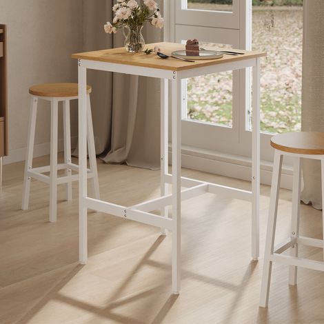 Vasagle – Table de bar carrée 60 x 60 x 92 cm – Structure en acier – Style industriel chêne et blanc – Montage rapide en 15 minutes (1/5)