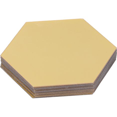 Lot de 4 stickers muraux miroir hexagonaux en acrylique, amovibles, pour la décoration intérieure (12,6 cm, dorés). (1/5)