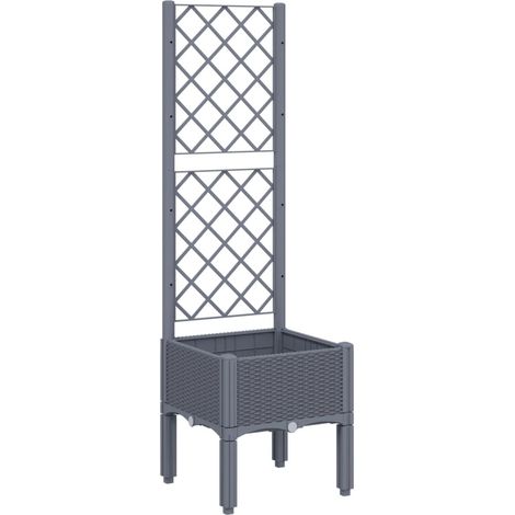 Macetero elevado bandeja plantas flores terraza jardín con enrejado 40 x 40 x 142 cm PP gris 020038291 (1/5)