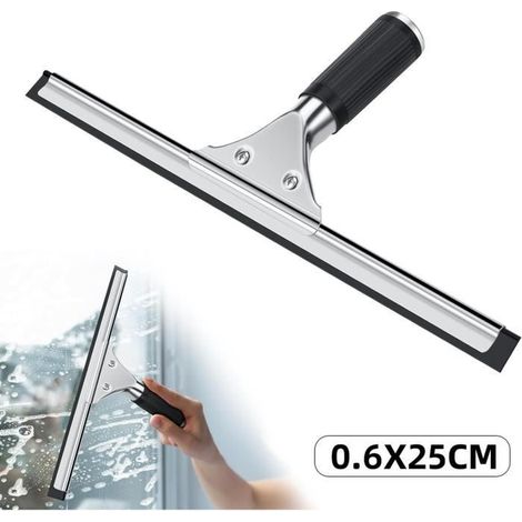 Raclette à Vitre,grattoir de vitre de voiture,Raclette de Douche en Inox avec Lame de 25 cm,pour Carrelage,Fenêtres,Salle de Bain (1/4)