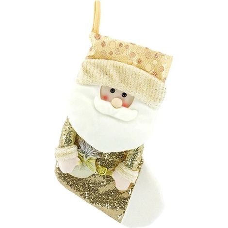 Chaussette de Noël géante, décoration de Noël, Père Noël pailleté, pendentif sapin de Noël (1/5)