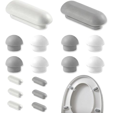 Lot de 24 coussins pour siège de WC, amortisseurs avec 8 anneaux et 16 cales pour abattant de toilette, pièces de remplacement universelles pour domicile, bureau et hôtel (1/5)