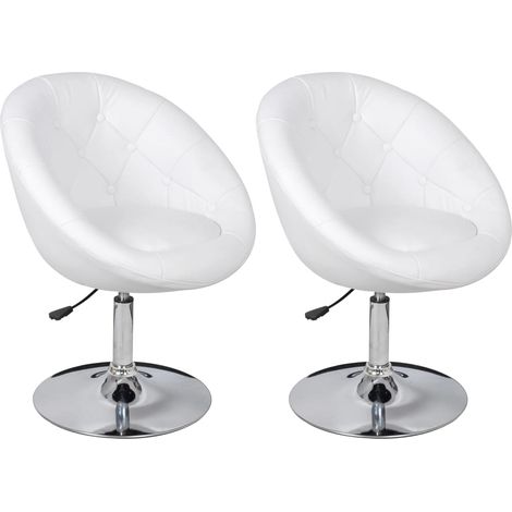 Juego de 2 tumbonas trona con forma de huevo en PVC blanco y acero DEC029616