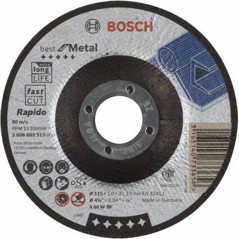 Bosch Accessories 2608603513 2608603513 Disque à tronçonner à moyeu déporté 115 mm 1 pc(s) acier A312682