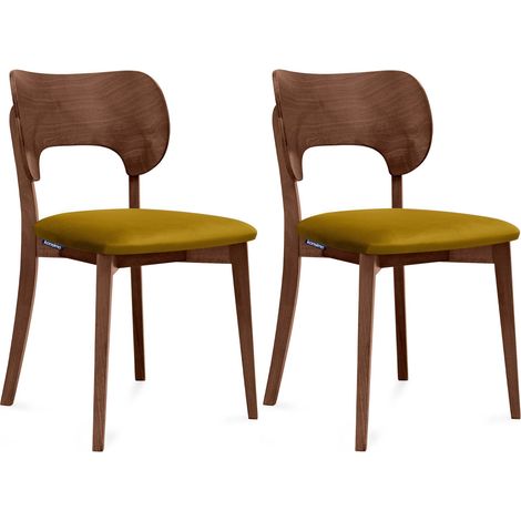 KONSIMO Esszimmerstühle LYCO 2 St Gestell aus Massivholz, Gelb, Stoff/Holz, Scandinavian, 47x80,5x45 cm (1/5)
