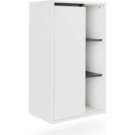 Armoire Midischrank Viola, blanc/gris, 50x86cm avec des étagères ouvertes, Vicco