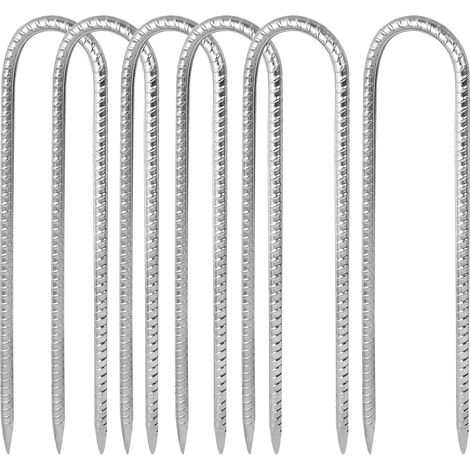 6 picchetti da terra a forma di U, picchetti per tende in acciaio zincato da 30 cm, picchetti per tende da campeggio, ganci a forma di U, picchetto di ancoraggio a terra resistente per tende da campeg