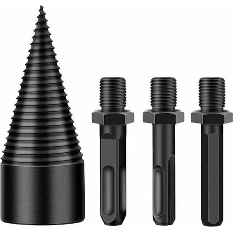 Wood Splitting Drill Bit, Log Splitter Cones, Wood Splitter Drill Bit, Wood Splitter, Wood Drill Bit for Splitting Wood with 3 Drilling Handles (1/3)