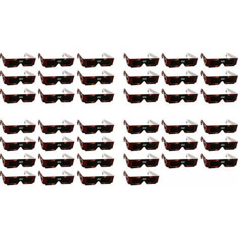 Lunettes d'observation éclipse solaire 2026, design Soleil rouge, certifiées CE et ISO, lot de 40 paires, protection oculaire sûre, filtres solaires homologués, observation sécurisée. (1/5)