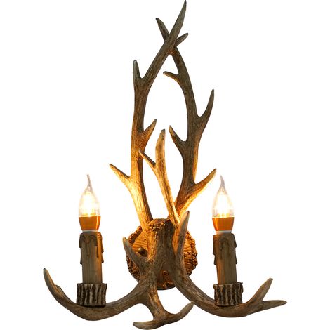 Applique murale en résine en forme de bois de cerf, applique murale marron en forme de bois de cerf, 220V-240V, Luminaire (1/5)