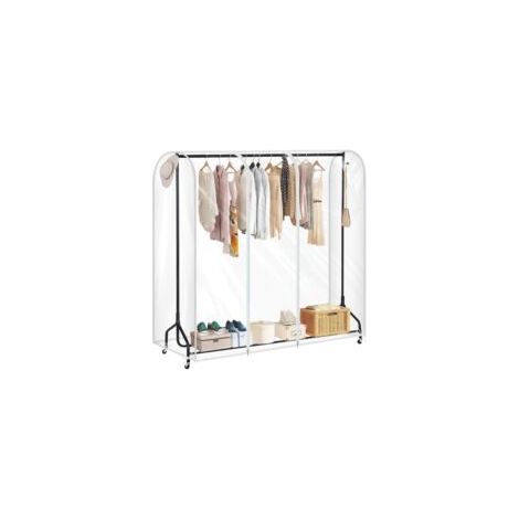 Grande Housse de Protection pour Portant à Vêtements, Plastique Waterproof Transparent, Ouverture et Fermeture Faciles(150 x 50 x 110 cm) (1/5)
