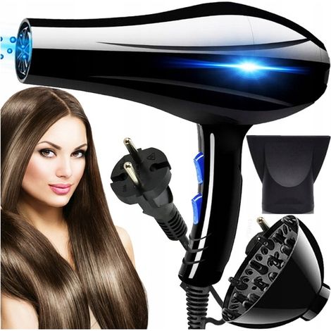 Asciugacapelli professionale 3 in 1 con diffusore a ionizzazione e concentratore, potenza 1200W.