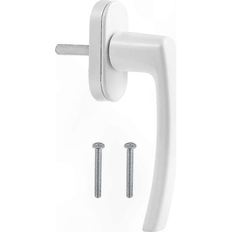Poignée de fenêtre et de porte en PVC blanc, modèle robuste, finition lisse, usage intérieur/extérieur, accessoire de quincaillerie durable pour vantaux et chassis. (1/5)