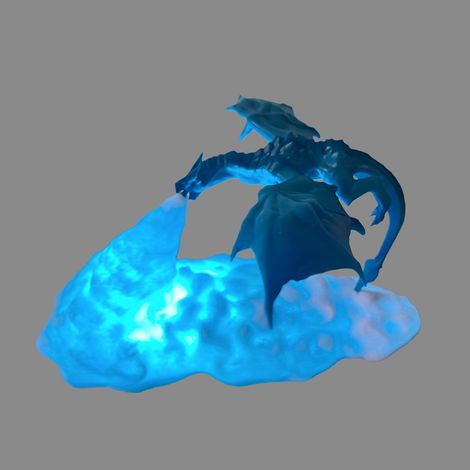 Veilleuse dragon glace lumière bleue impression 3D, lampe de nuit LED rechargeable USB, objet déco original