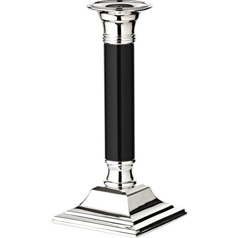 Chandelier Bougeoirln Argenté avec Fût Noir Anti-Ternissement Hauteur 19 cm - PANGIVO (1/5)