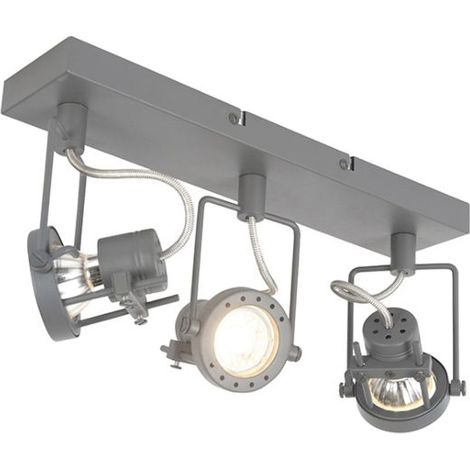 QAZQA Industrieller Strahler Anthrazit 3-Lichter dreh- und
