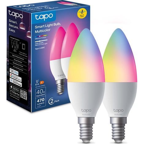 Ampoule Connectée E14, Multicolore LED Dimmable L430C, 2 pièces (1/5)