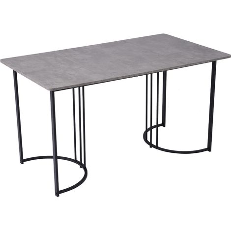 Mesa de comedor rectangular 140x80 cm con tablero MDF efecto mármol y estructura metálica (1/5)