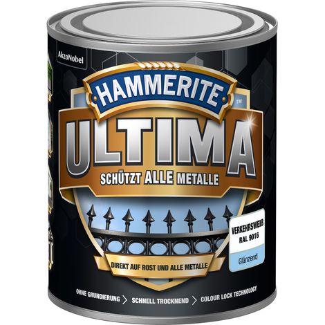 Hammerite Metallschutzlack Ultima Glänzend, Verkehrsweiß, RAL 9016, 750 ml (1/5)