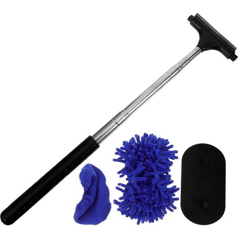 Car Windshield Cleaning Tool with Telescopic Handle, Compact Stainless Steel and Polyester Washing Brush for Fog Removal (1/5)