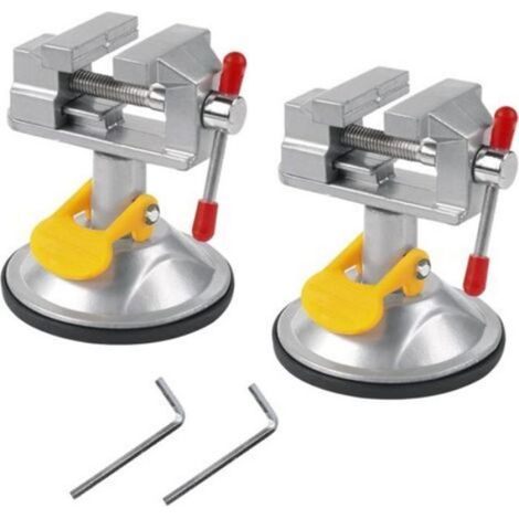 2 Pièces Étau de table, Rotation 360°, Alliage d'aluminium, Ventouse 75mm, Ouverture 30mm, Pour bricolage (1/5)
