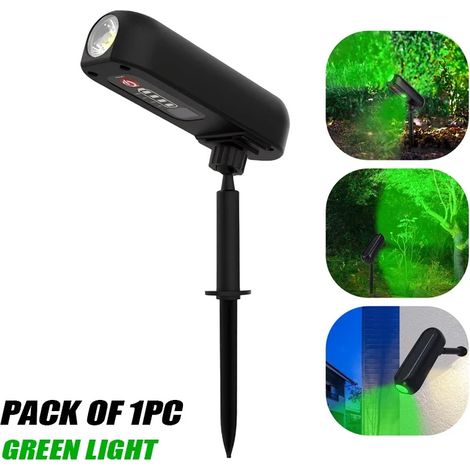 (Lumière verte - 1 pièce) Applique solaire LED extérieure IP65, projecteur solaire vert pour jardin, compatible avec arbres, allées et cours. (1/5)
