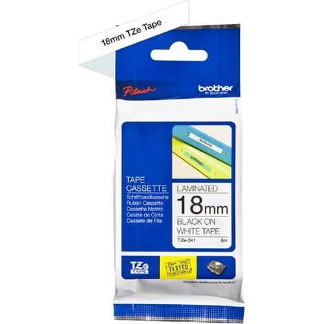 Cinta brother tze241 18mmx8m white/black