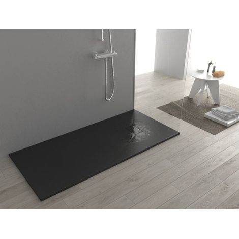 Piatto doccia ultra slim, in smc effetto pietra antracite nero h 2,6cm Sicena Plaget Antracite,70x100  cm