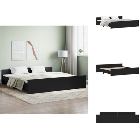 Cadre de lit sans matelas noir 200x200 cm - Cadre De Lit - Lit Deux Personnes - Lit Noir - Lit Design - Literie (1/5)