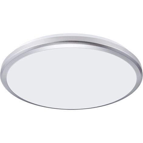 Außenlampe LED D: 31,5 cm rund IP54 in Silber Weiß 4200 K neutralweißes Licht 2640 lm Außenleuchte