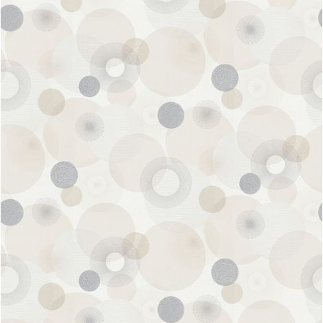 BRICOFLOR Papier Peint géométrique Papier Peint blanc, gris et crème pour salle de bain, cuisine & plus Tapisserie moderne motif gris (1/3)