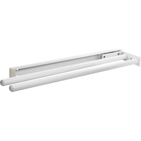 Porte-torchon Extensible à 2 Bras pour Cuisine Aluminium 442 mm Longueur 442 mm Blanc (1/3)