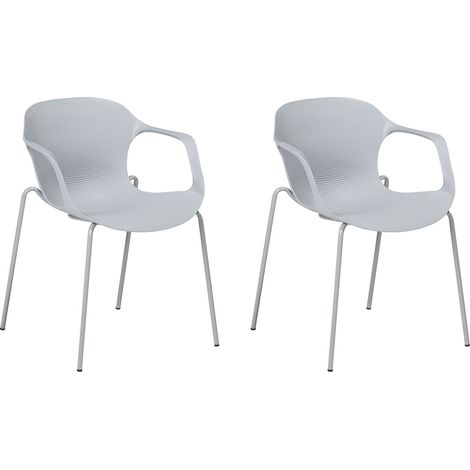 Set di 2 Sedie da Pranzo in Metallo Grigio Stile Industriale Moderno Elbert