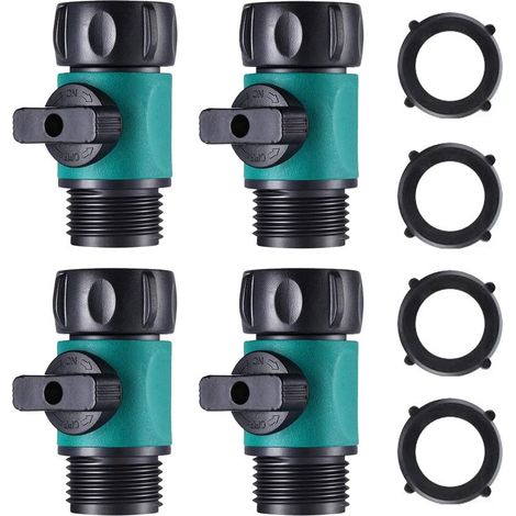 Soupape d'arrêt en ABS pour Tuyau d'arrosage, 3/4 'Adaptateur de Tuyau d'arrêt pour Robinet à tournant sphérique à Filetage(4 Pack) (1/4)