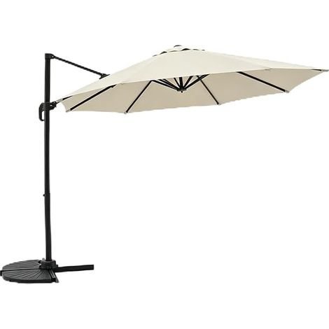 Parasol Déporté 300 cm Gris-Brun Inclinable et Rotatif 360°, Mât Aluminium et Fer, Toile Anti-UV Imperméable avec Pied en Croix