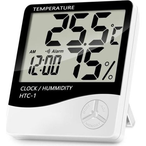 Indoor Thermometer Hygrometer - HTC-1 - LCD Screen - Temperature - Humidity - Range from -10℃ to +50℃ (1/3)