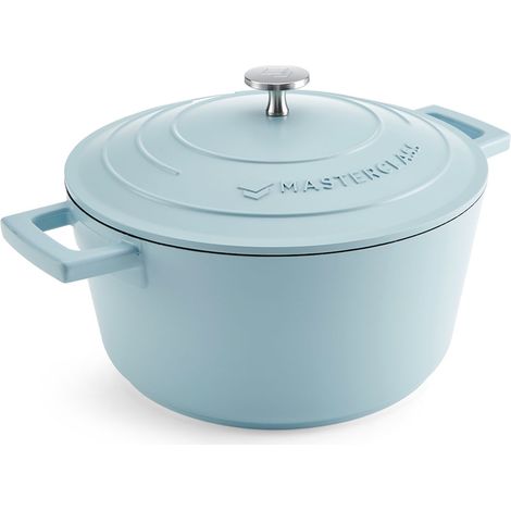 MasterClass Casserole avec couvercle, moyenne 4L/24 cm, fonte d'aluminium légère, convient pour le four et la plaque à induction de, bleu ciel