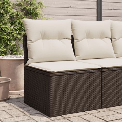vidaXL Sedia Giardino Senza Braccioli con Cuscini Polyrattan Marrone