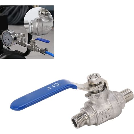 Vanne à bille en acier inoxydable à passage intégral 1/4", vanne à bille à double filetage mâle en deux parties, vanne à bille NPT (1/5)