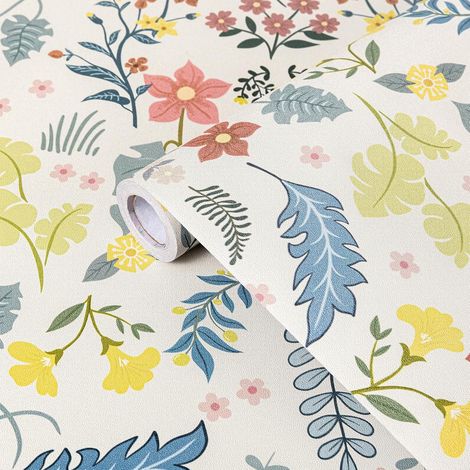 Selbstklebende Tapete Möbelfurnier wasserfest 44x300cm Vintage-Blumen
