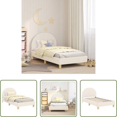 vidaXL Kopfteil - Kinderbettgestell mit Kopfteil Creme 80 x 160 cm Schafstoff (1/5)