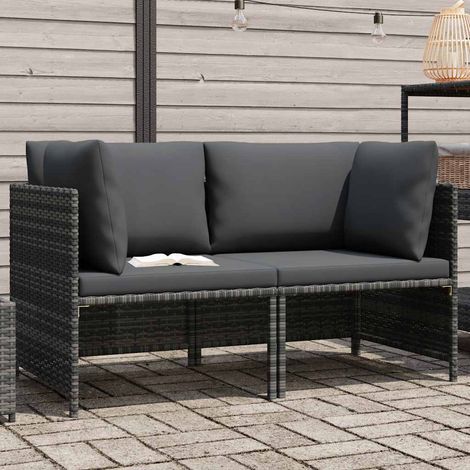 Canapé de jardin,Canapé d'extérieur,Sofa de jardin à 2 places avec coussins Gris Résine tressée CFW798661 (1/5)