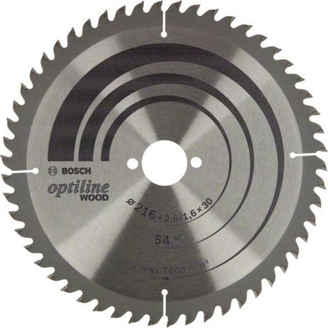 Bosch – Lame de scie circulaire 216 x 30 x 1.6 mm 54 dents – 2608838411 – Pour coupes précises dans le bois dur – Vitesse max 7000 tr/min
