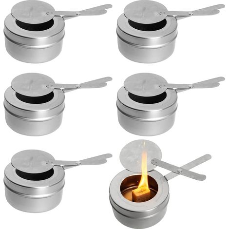 6 Pièces Récipients en Acier Inoxydable à Pâte Combustible, Réchaud à Fondue avec Couvercle, Brûleur pour Chafing Dish et Buffet, Brûleur pour Maintenir Les Plats Chauds (1/5)