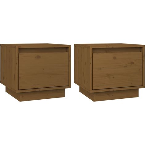 vidaXL Nachttische 2er Set Honigbraun 35x34x32cm aus massivem Kiefernholz