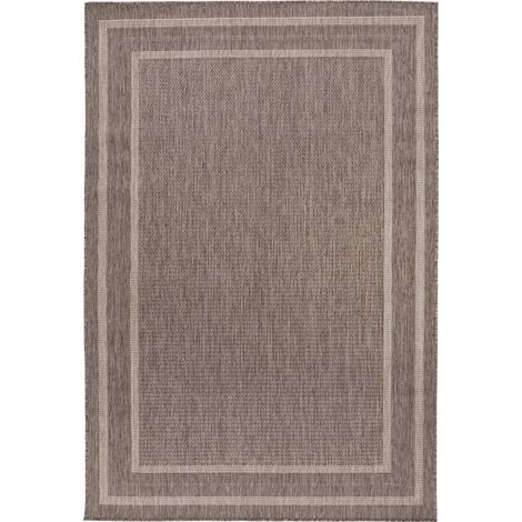 Tapis taupe plat en polypropylène hydrofuge intérieur extérieur - 110 x 60 cm (1/5)