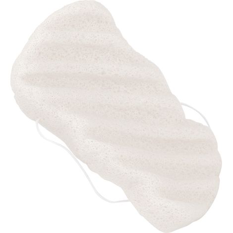 Éponge faciale en fibre végétale lavable réutilisable, gant de toilette exfoliant doux, format voyage, peaux sensibles, teinte blanche. (1/5)