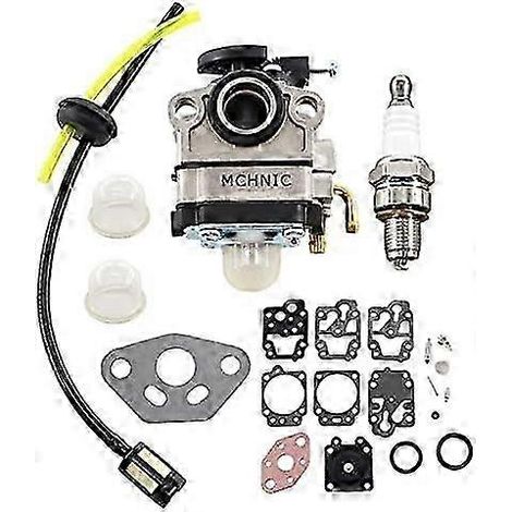 Kit bougie d'allumage et conduite de carburant pour carburateur GX31 GX22 FG100 GCA91 Walbro WYL-19 HHE31C HHT31S UMK431 (moteur 4 temps). Remplace 1610 SZRH AS. (1/4)