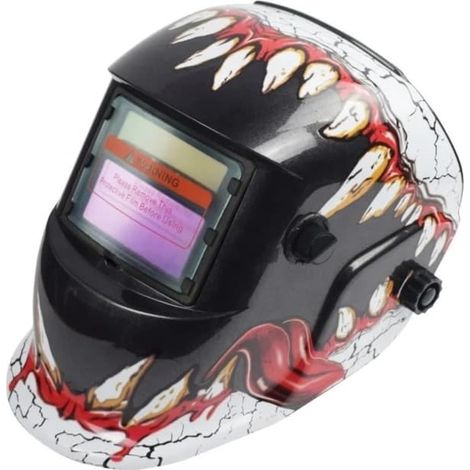 Casque de soudage automatique à énergie solaire avec interrupteur d'éclairage automatique, cagoule de soudage et masque de protection (rouge) (1/4)