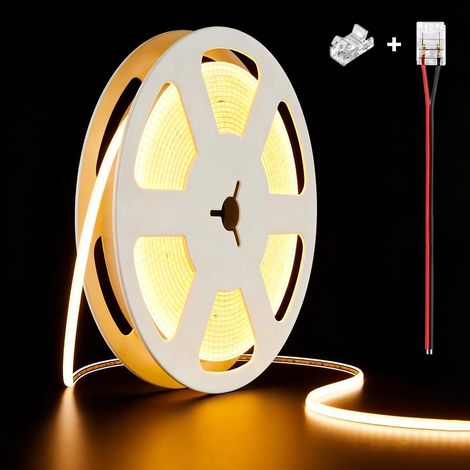 Ruban LED COB 12V 5m 2700K 400LED/m CRI90 dimmable autocollant (1/5)